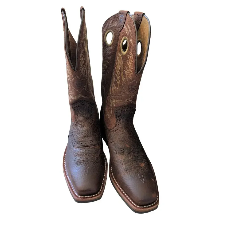 Ariat Men's Heritage Roughstock Cowboy Boots in Square-toe size 9.5 - Picture 2 of 7